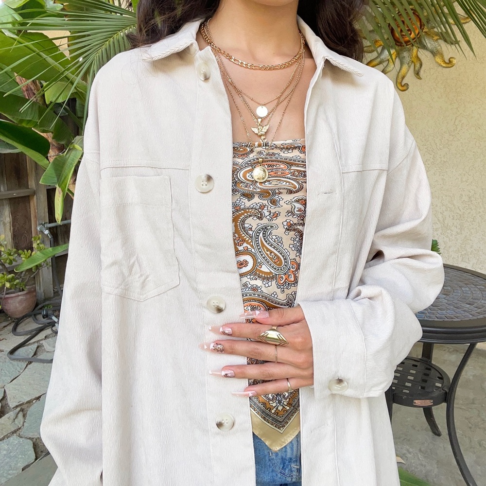 NEW Corduroy Oversized Button Down Shirt Jacket